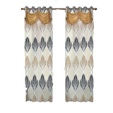 Stylish Embroidery Eyelet Curtain, Gold and White