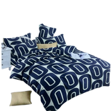 OMAMA Bedsheet Blue Boxed Chain Design Bedding Set