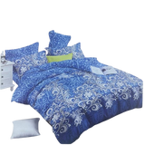 OMAMA Bedsheet Blue with Plant Flower Design Bedding Set