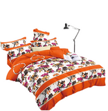 OMAMA Bedsheet Orange with Rose Flowers Design