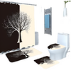 4 in 1 Bathroom Mat Black and White Dry Tree Design