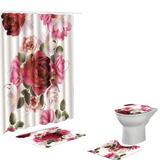 4 in 1 Bathroom Mat Pink Rose Design