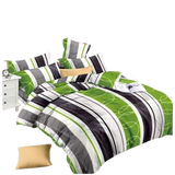 OMAMA Bedsheet Green with Grey Black Pattern Bedding Set