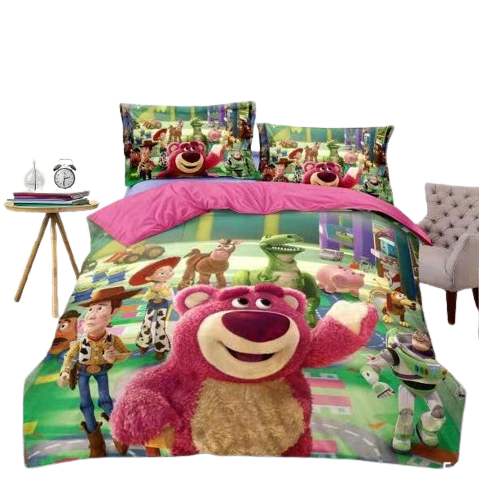 Children Lightning Cartoon 3D Bear Design Bedding Set