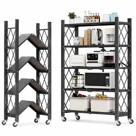 Folding Storage Rack with Wheels