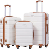 COOLIFE Suitcase Trolley Luggage Cream
