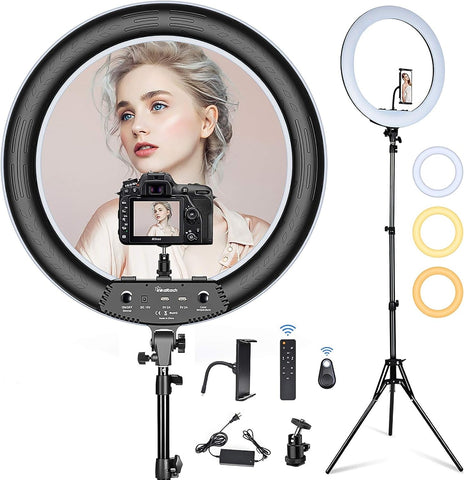 21 inch Ring Light with Tripod and Phone Holder, 3000K-6000K Dimmable Bi-Color LED Light Ring