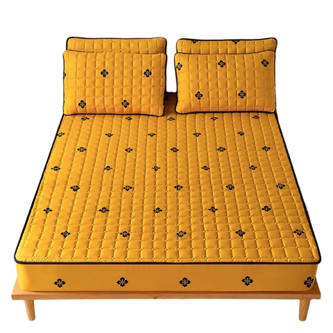 Waterproof Mattress Cover Yellow with Adinkra Design