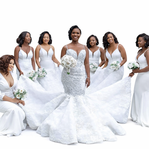 Luxury beaded lace mermaid wedding dress.