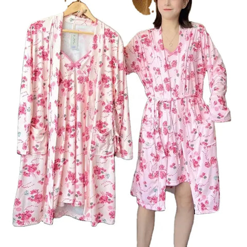 Women's Nightgown With With Morning Coat 2Pcs Pajamas