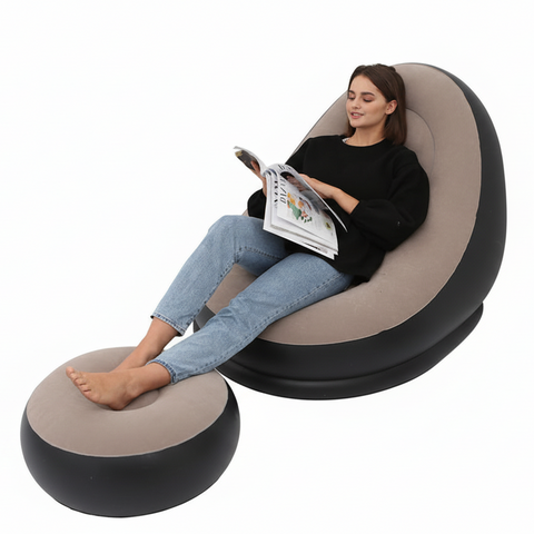 2-in-1 Inflatable Lounge Chair and Footstool Set