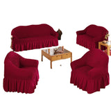 Skirt Bubble Seersucker Sofa Cover Set