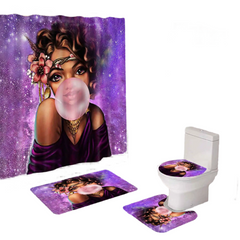 4 in 1 Bathroom Mat Cute Loli African Girl Design