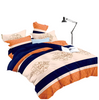 OMAMA Bedsheet Blue Black with Orange and Flower Design