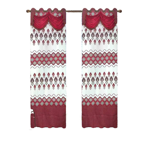 Stylish Embroidery Eyelet Curtain, Wine and White
