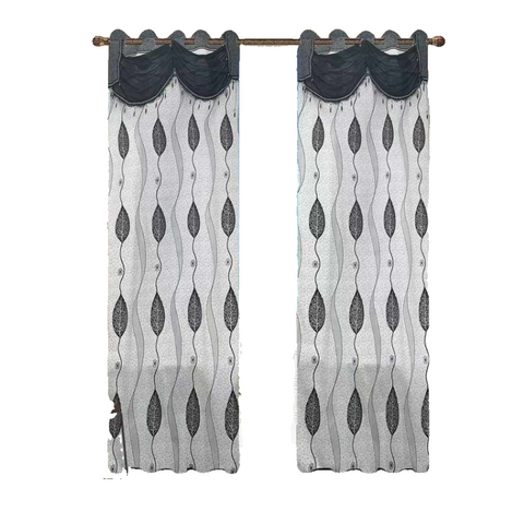 Stylish Embroidery Eyelet Curtain, Black and White