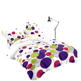 OMAMA Bedsheet White with Colorful Circles Design Bedding Set