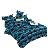 OMAMA Bedsheet Blue Sea Wave Pattern