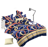 OMAMA Bedsheet Blue Red Yellow Circles Design