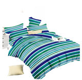 OMAMA Bedsheet Green Navy Lines Pattern