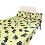 Waterproof Mattress Cover Green Black Cat Design