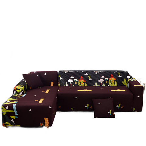 Elastic Sofa Cover, Brown Black Yellow Design