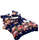 OMAMA Bedsheet Navy Blue with Rose Flowers Design