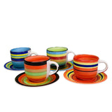 8 Pcs Rainbow Ceramic Cups & Saucer Set