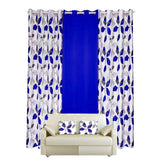 3 Pieces Eyelet Polyester Curtain with Pillow Covers, Blue
