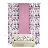 3 Pieces Eyelet Polyester Curtain with Pillow Covers, Light Pink