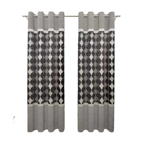 Dazzle Dreams Brown 100 Percent Cotton Flower Window Curtain, Black