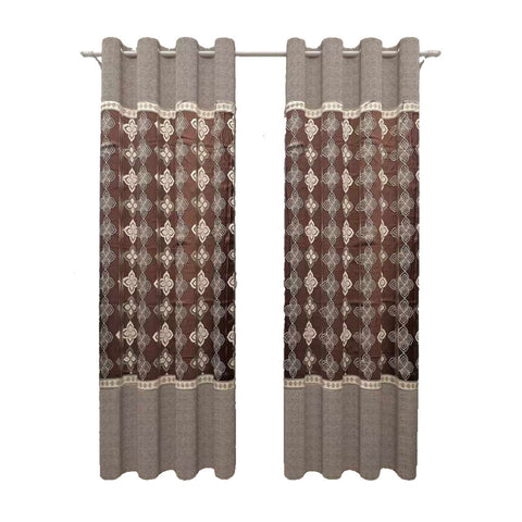 Dazzle Dreams Brown 100 Percent Cotton Flower Window Curtain, Brown