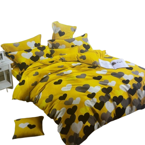 OMAMA Bedsheet Yellow with Love Design Bedding Set