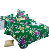 OMAMA Bedsheet Box Green with Purple Flower Design Bedding Set