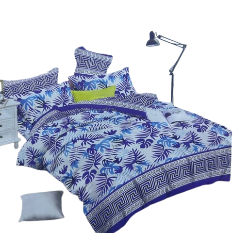 OMAMA Bedsheet Box Blue Leaf Design Bedding Set