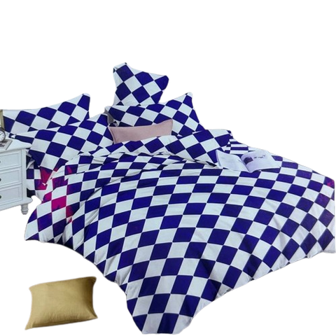 OMAMA Bedsheet Blue Box Pattern Design Bedding Set
