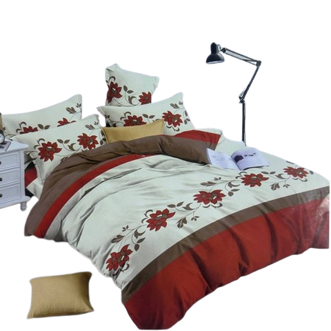 OMAMA Bedsheet Rose Brown Flower Design Bedding Set