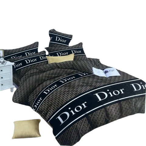 OMAMA Bedsheet Black Dior Design Bedding Set