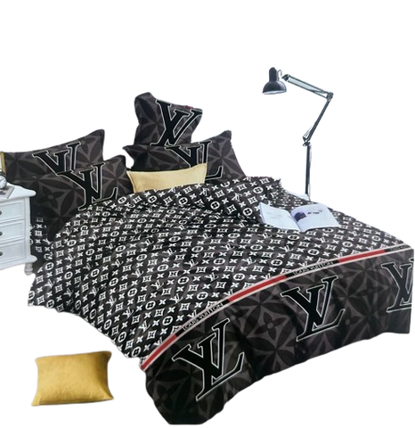 OMAMA Bedsheet Black Luis Vuitton Design Bedding Set