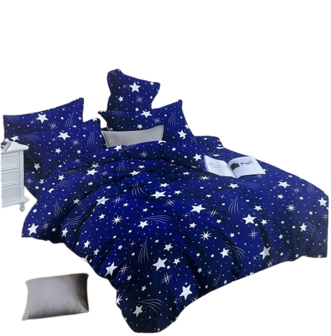 OMAMA Bedsheet Blue with Stars Design Bedding Set