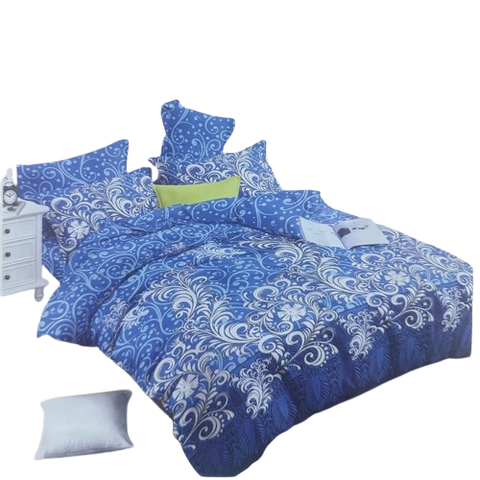 OMAMA Bedsheet Blue with Plant Flower Design Bedding Set