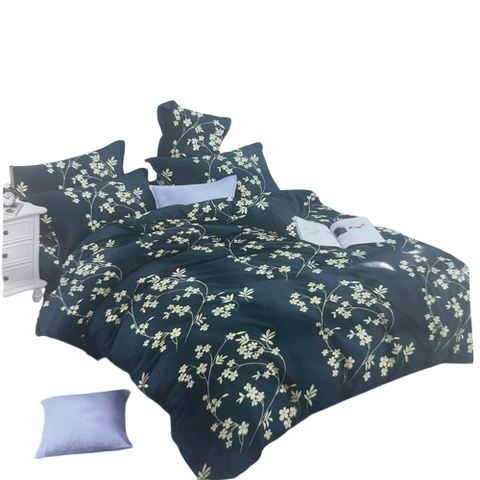 OMAMA Bedsheet Green with Plant Flower Design Bedding Set