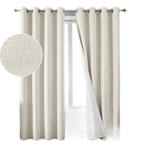 Thick Blackout 100% Chemical Fiber Curtains, Cream