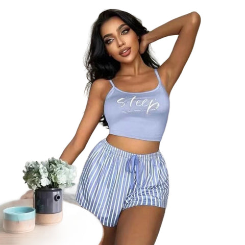 Women Tracksuit Pajamas Set Light Blue