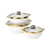 Diamond Shaped Gold Plating Ceramic Soup Pot 3 Set