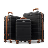 COOLIFE Suitcase Trolley Luggage Black
